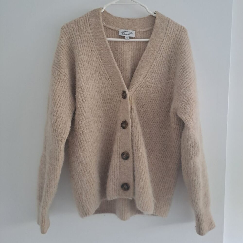& other stories - Oversized Alpaca Blend Cardigan | Size Small | Beige Champagne - Picture 2 of 12